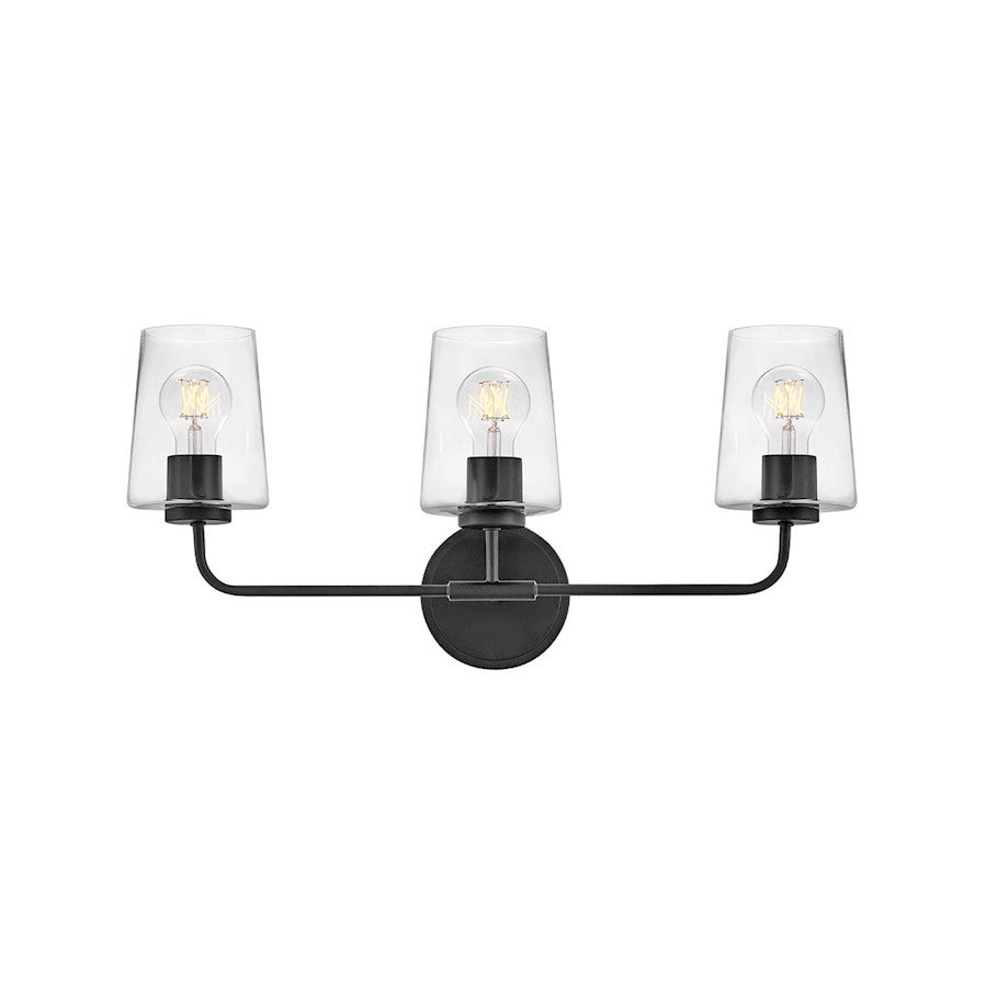 3 Light Medium Bathroom Vanity Light, Black