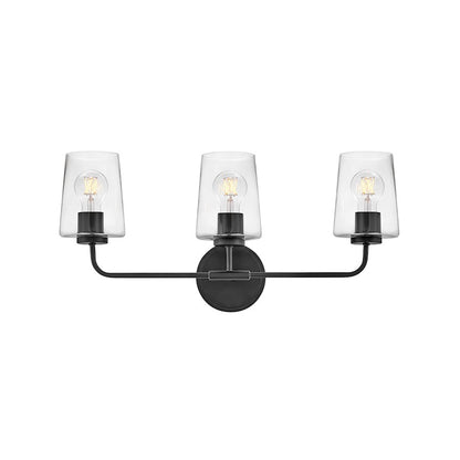 3 Light Medium Bathroom Vanity Light, Black