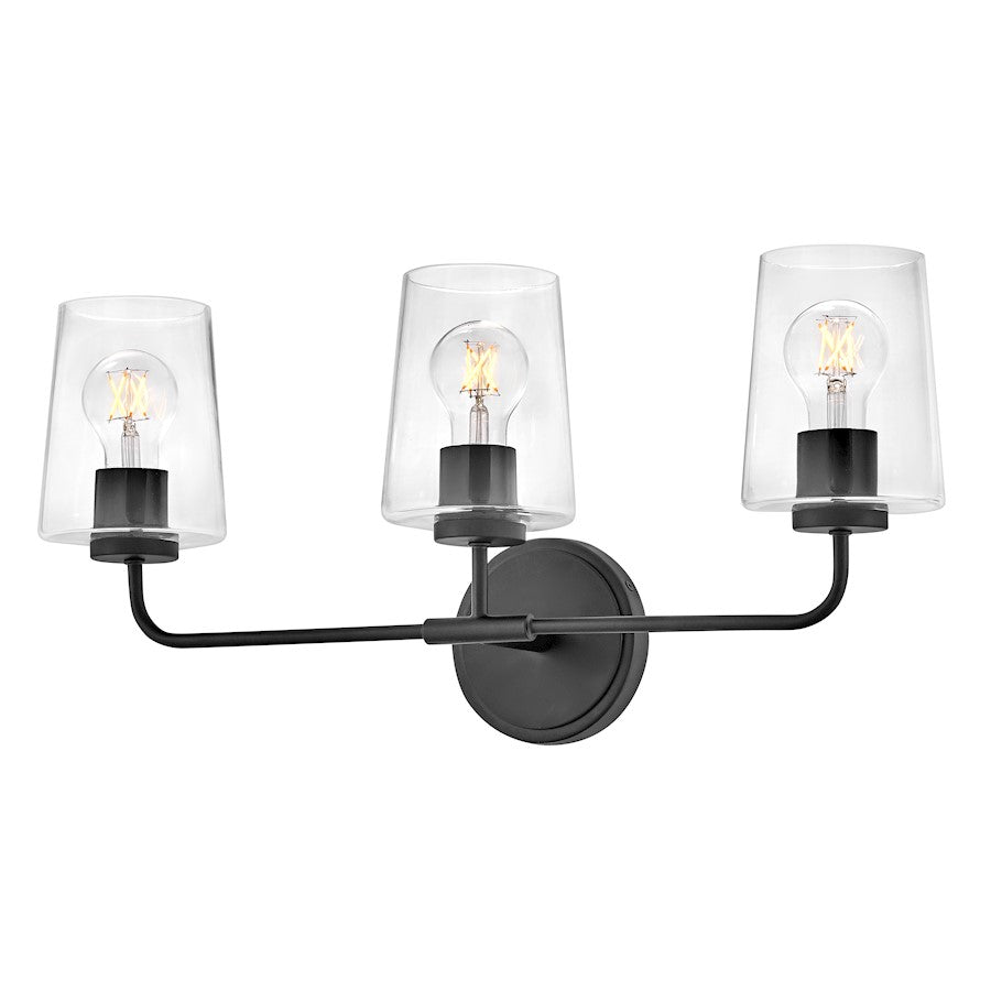 3 Light Medium Bathroom Vanity Light, Black