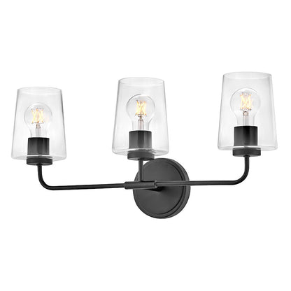 3 Light Medium Bathroom Vanity Light, Black