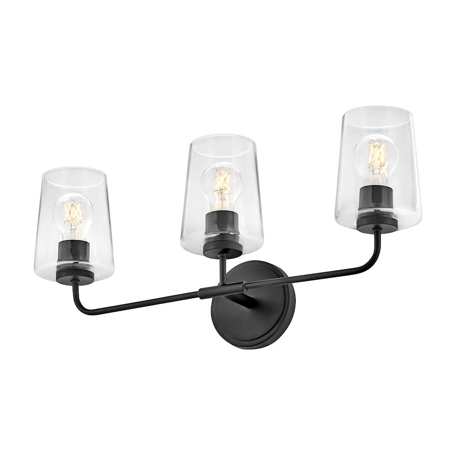 3 Light Medium Bathroom Vanity Light, Black