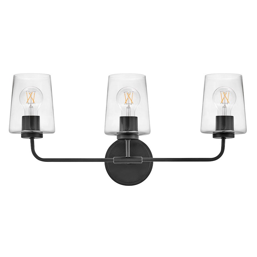 3 Light Medium Bathroom Vanity Light, Black