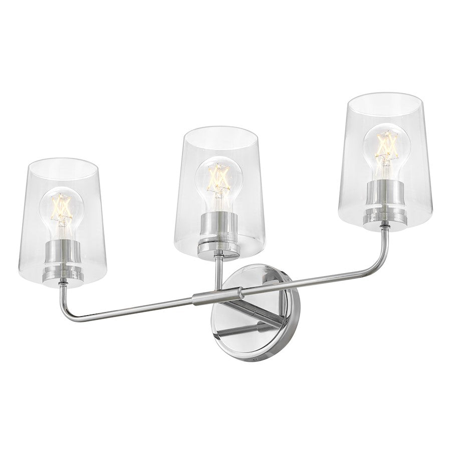 3 Light Medium Bathroom Vanity Light, Chrome