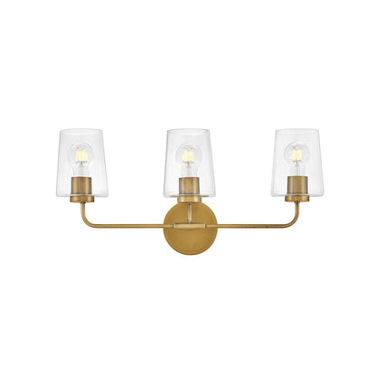 3 Light Medium Bathroom Vanity Light, Heritage Brass