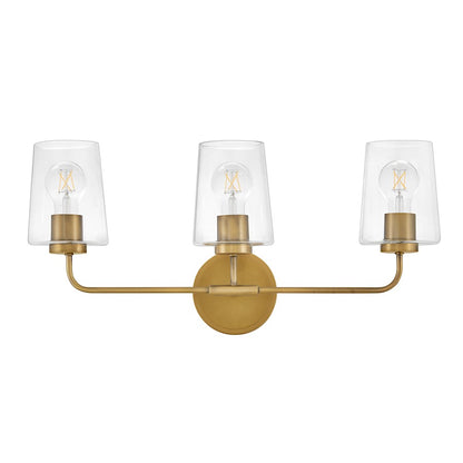 3 Light Medium Bathroom Vanity Light, Heritage Brass