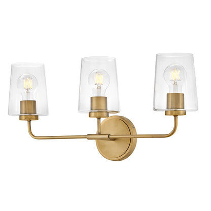3 Light Medium Bathroom Vanity Light, Heritage Brass