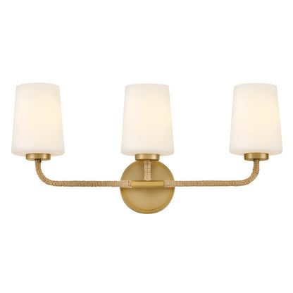 Lark Kline 3 Light Medium Vanity, Lacquered Brass/Etched Opal