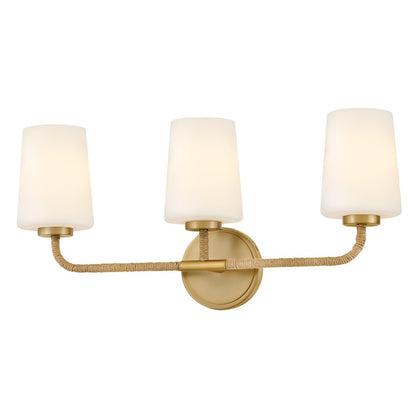 Lark Kline 3 Light Medium Vanity, Lacquered Brass/Etched Opal