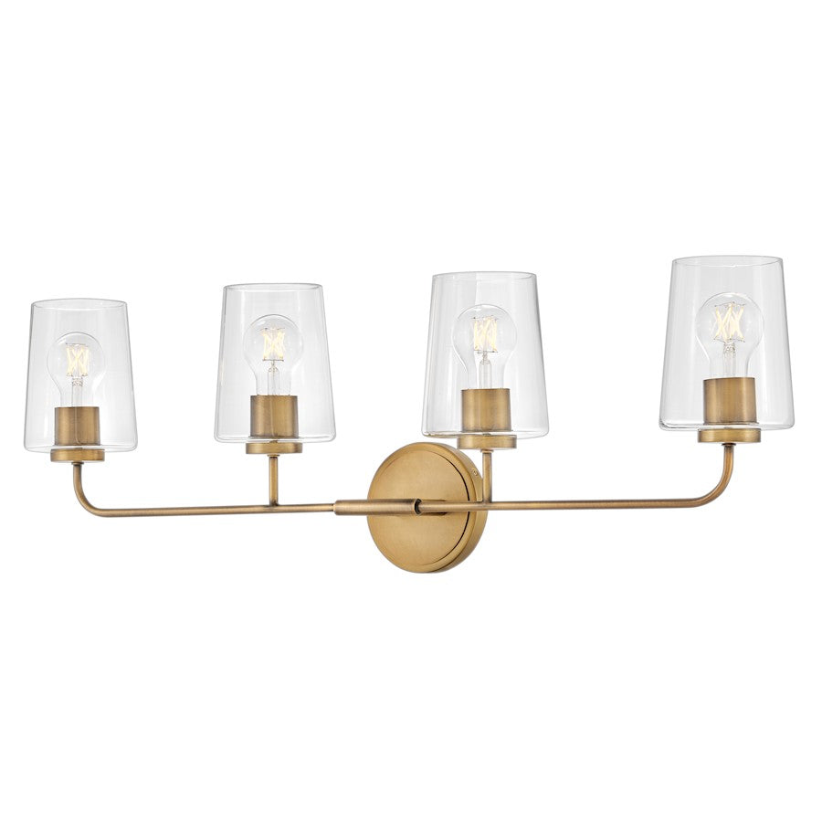4 Light Large Bathroom Vanity Light, Heritage Brass