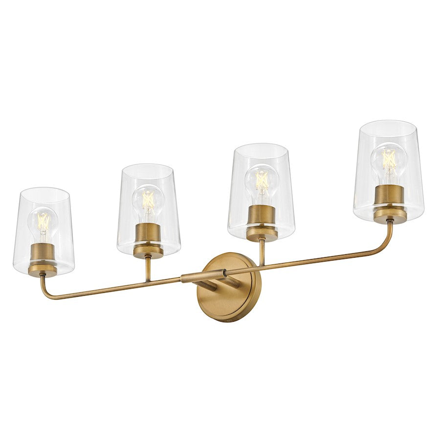 4 Light Large Bathroom Vanity Light, Heritage Brass