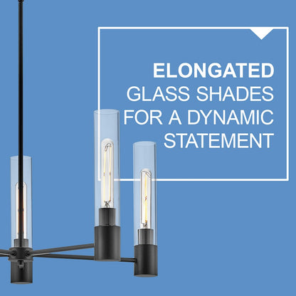 5 Light Medium Chandelier, Black