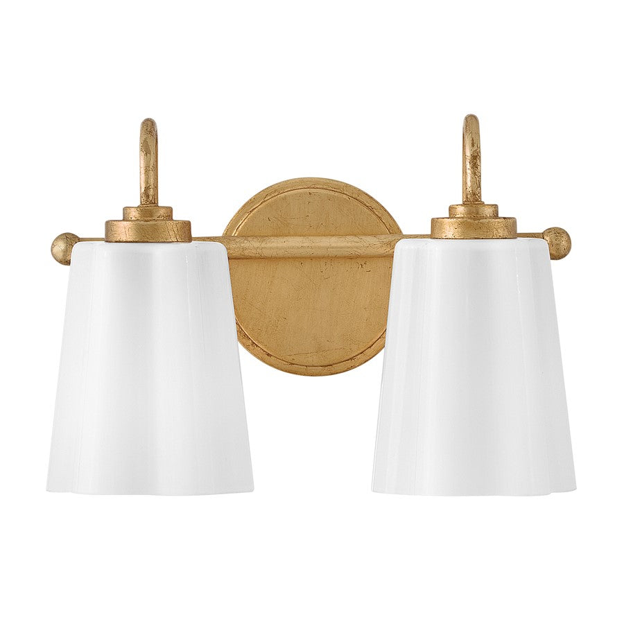 Lark Honey 2 Light Small Vanity, Distressed Brass/Cased Opal - 85412DA