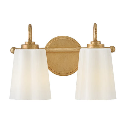 Lark Honey 2 Light Small Vanity, Distressed Brass/Cased Opal