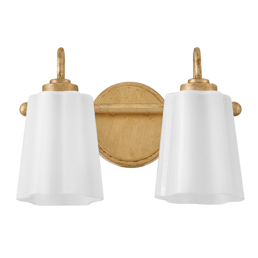 Lark Honey 2 Light Small Vanity, Distressed Brass/Cased Opal