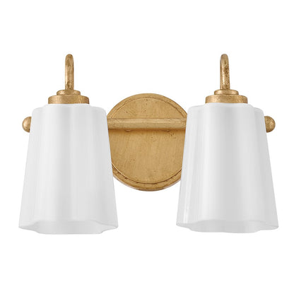 Lark Honey 2 Light Small Vanity, Distressed Brass/Cased Opal