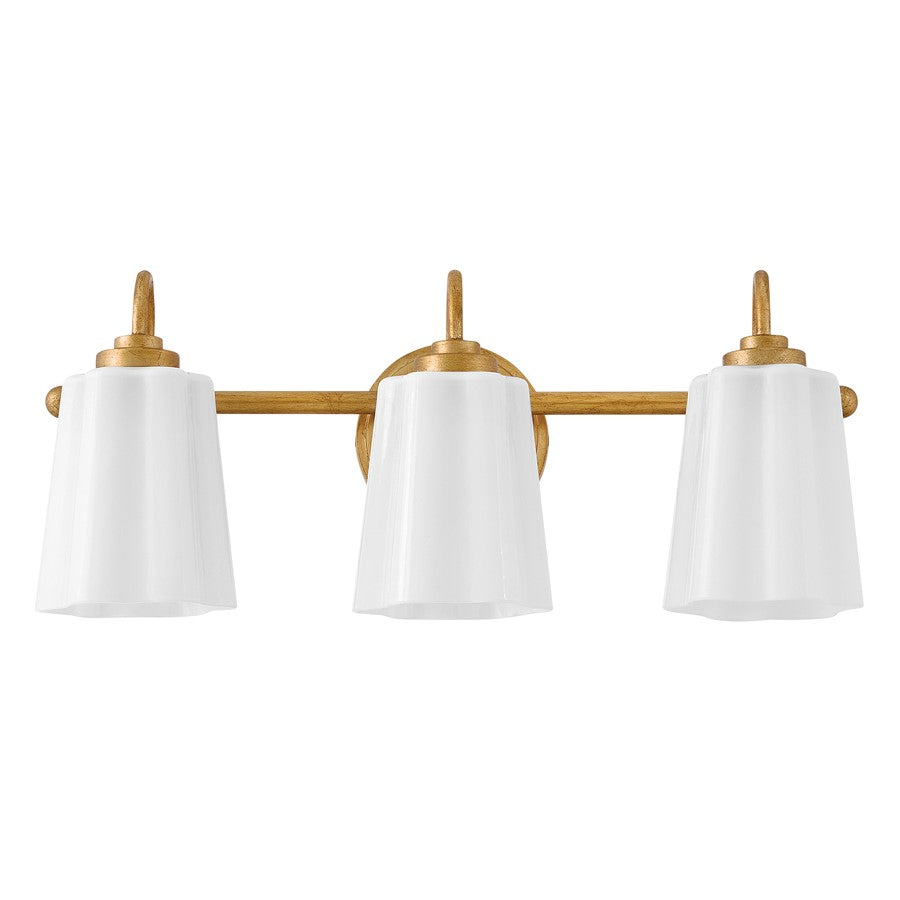 Lark Honey 3 Light Medium Vanity, Distressed Brass/Cased Opal