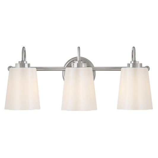 Hinkley Lark Honey 21in 3-Light Bath Vanity | Classic Polished Nickel Steel and Cased Opal Glass | Bathroom Vanity & Powder Room | 7 x 21 | Model 85413PN