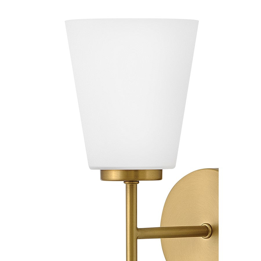 Lark Bri 1 Light 16" Vanity, Lacquered Brass/Etched Opal