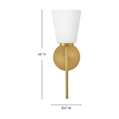 Lark Bri 1 Light 16" Vanity, Lacquered Brass/Etched Opal