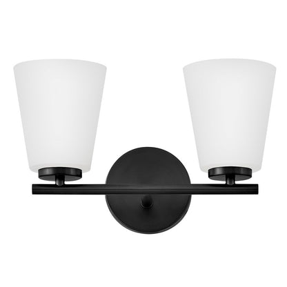 Lark Bri 2 Light 15" Vanity, Black/Etched Opal