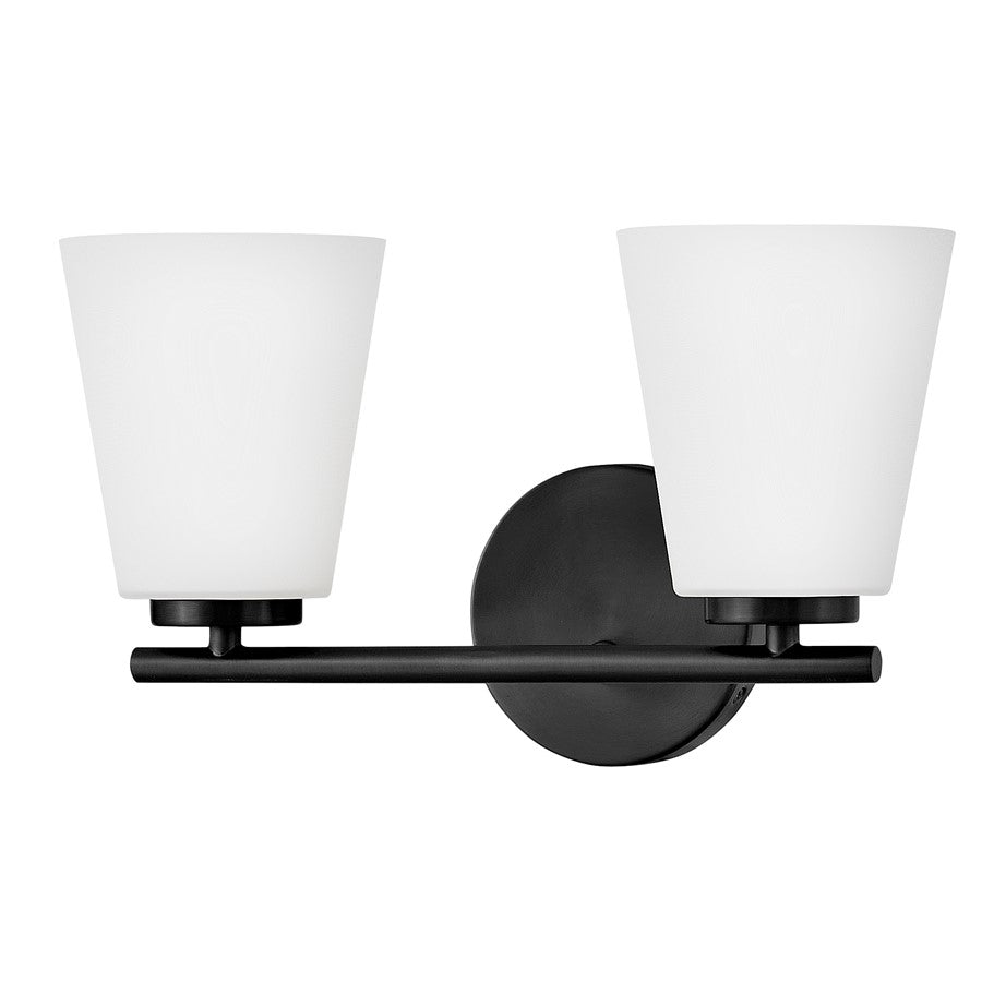 Lark Bri 2 Light 15" Vanity, Black/Etched Opal
