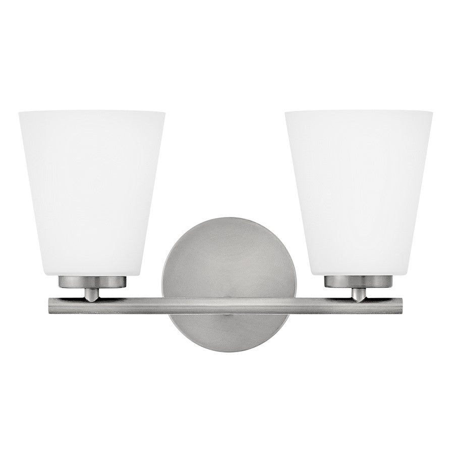 Lark Bri 2 Light 15" Vanity, Brushed Nickel/Etched Opal - 85422BN