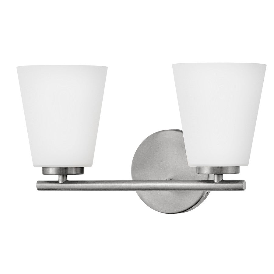 Lark Bri 2 Light 15" Vanity, Brushed Nickel/Etched Opal