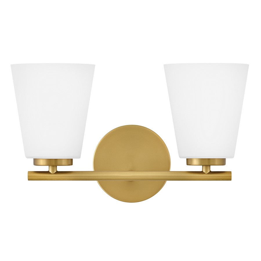 Lark Bri 2 Light 15" Vanity, Lacquered Brass/Etched Opal - 85422LCB