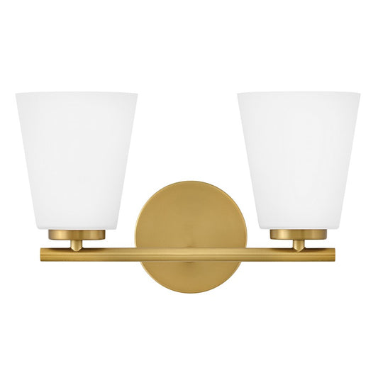 Lark Bri 2 Light 15" Vanity, Lacquered Brass/Etched Opal - 85422LCB