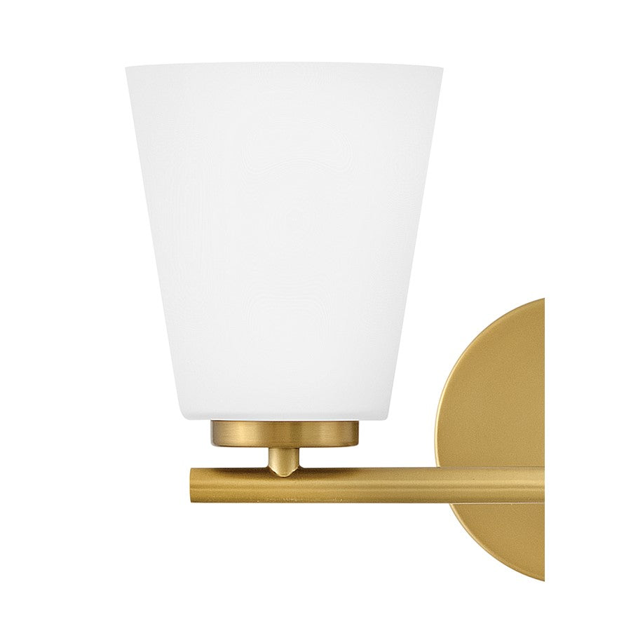 Lark Bri 2 Light 15" Vanity, Lacquered Brass/Etched Opal