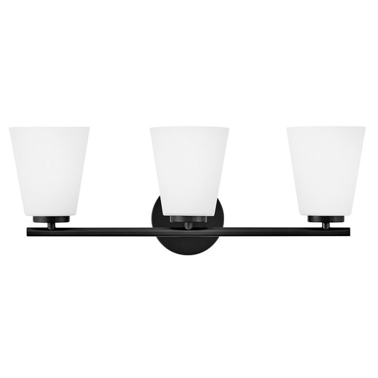 Lark Bri 3 Light 24" Vanity, Black/Etched Opal - 85423BK