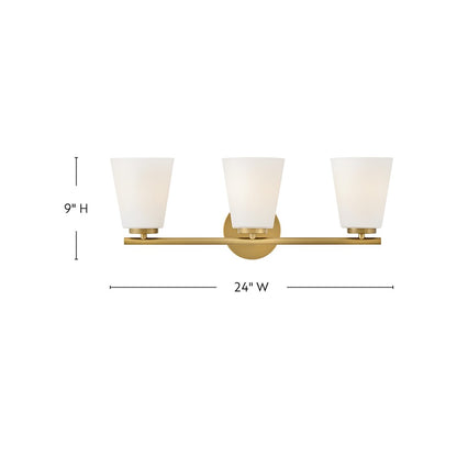 Lark Bri 3 Light 24" Vanity, Lacquered Brass/Etched Opal