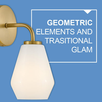 1 Light Medium Bathroom Vanity Light, Lacquered Brass