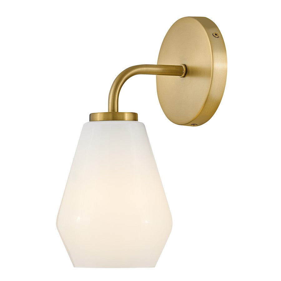 1 Light Medium Bathroom Vanity Light, Lacquered Brass