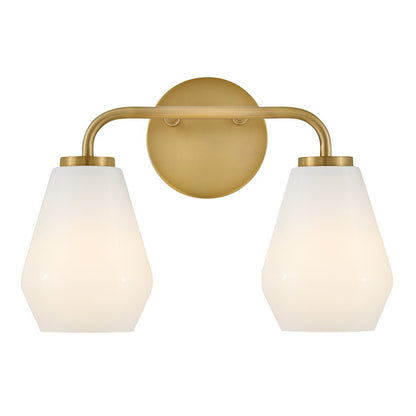 2 Light Small Bathroom Vanity Light, Lacquered Brass
