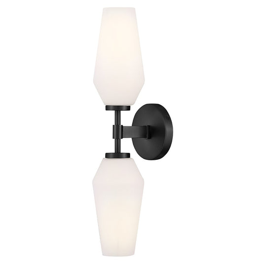 Lark Gio 2 Light Large Sconce, Black/Etched Opal - 85505BK