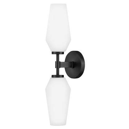 Lark Gio 2 Light Large Sconce, Black/Etched Opal