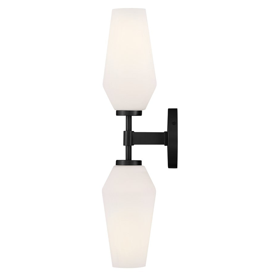Lark Gio 2 Light Large Sconce, Black/Etched Opal