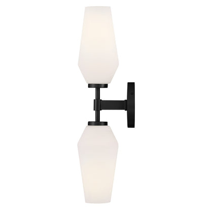 Lark Gio 2 Light Large Sconce, Black/Etched Opal