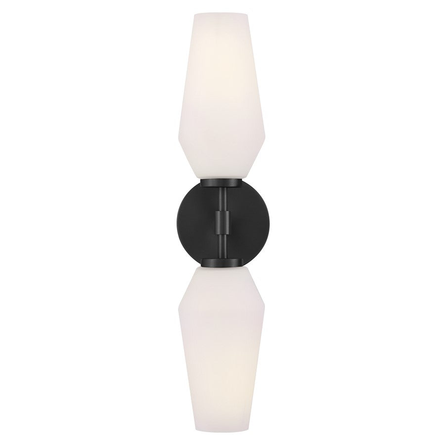 Lark Gio 2 Light Large Sconce, Black/Etched Opal