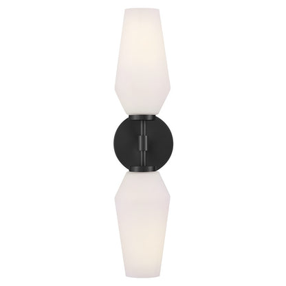 Lark Gio 2 Light Large Sconce, Black/Etched Opal