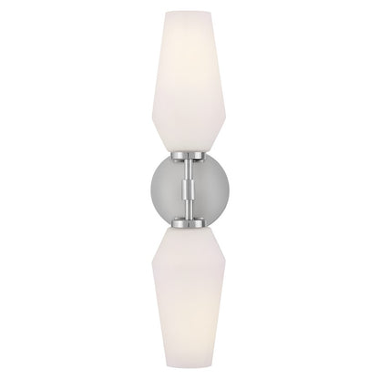 Lark Gio 2 Light Large Sconce, Chrome/Etched Opal