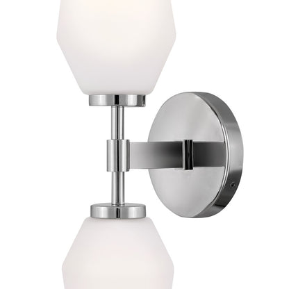 Lark Gio 2 Light Large Sconce, Chrome/Etched Opal