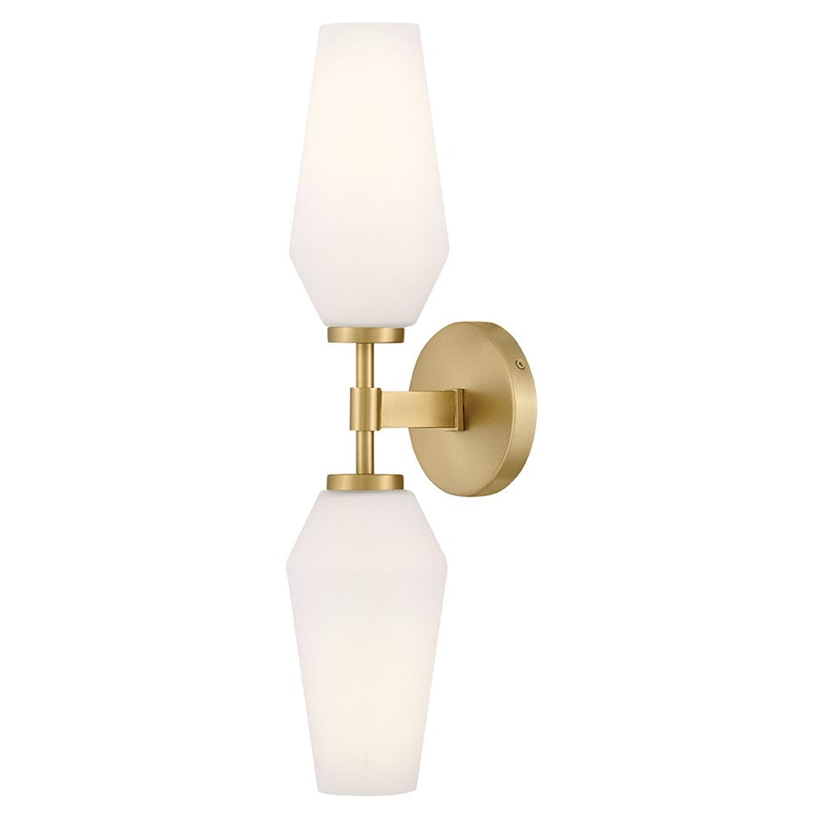 Lark Gio 2 Light Large Sconce, Lacquered Brass/Etched Opal - 85505LCB