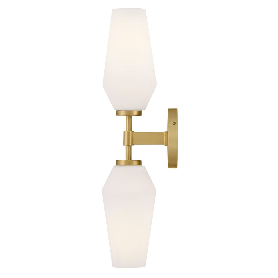 Lark Gio 2 Light Large Sconce, Lacquered Brass/Etched Opal