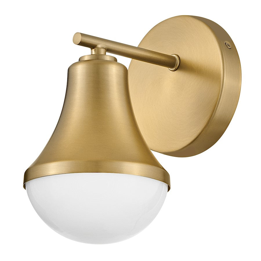 1 Light Small Bathroom Vanity Light, Lacquered Brass
