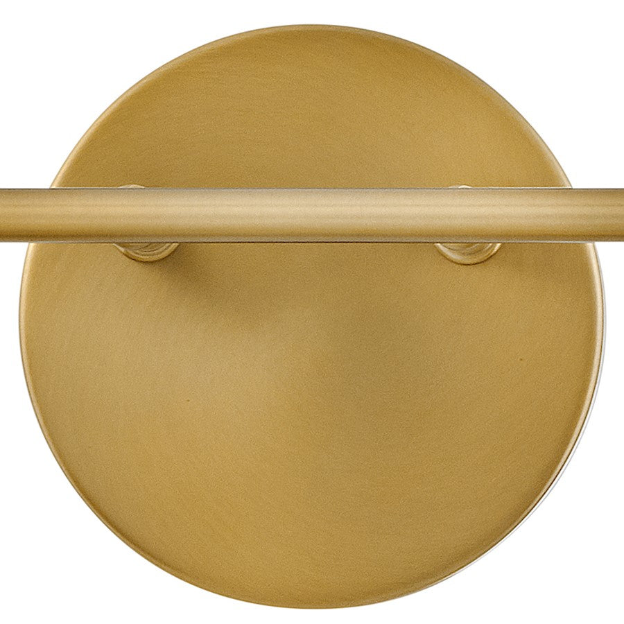 2 Light Small Bathroom Vanity Light, Lacquered Brass