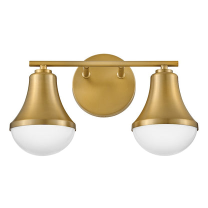 2 Light Small Bathroom Vanity Light, Lacquered Brass