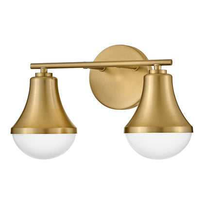 2 Light Small Bathroom Vanity Light, Lacquered Brass