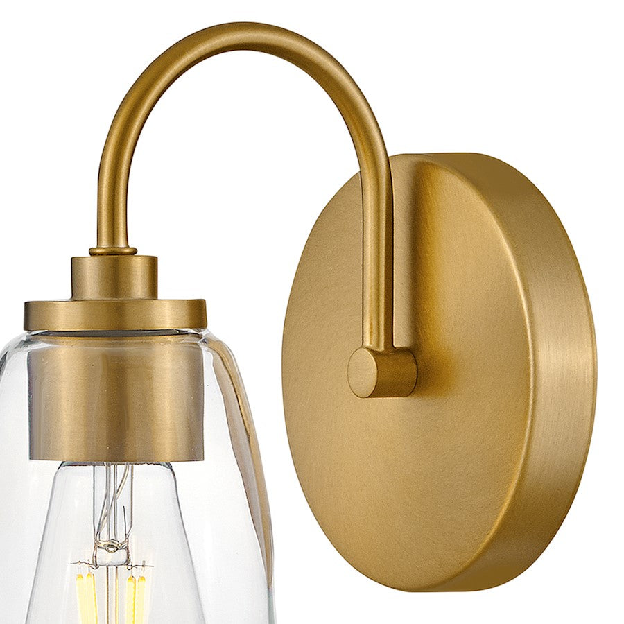 1 Light Small Bathroom Vanity Light, Lacquered Brass